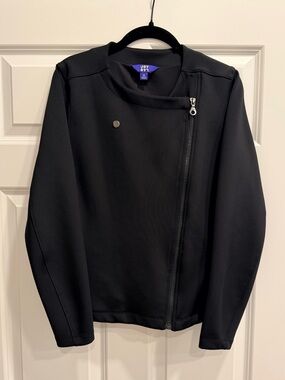 JoyLab Black Scuba Fabric Asymmetrical Zip Jacket